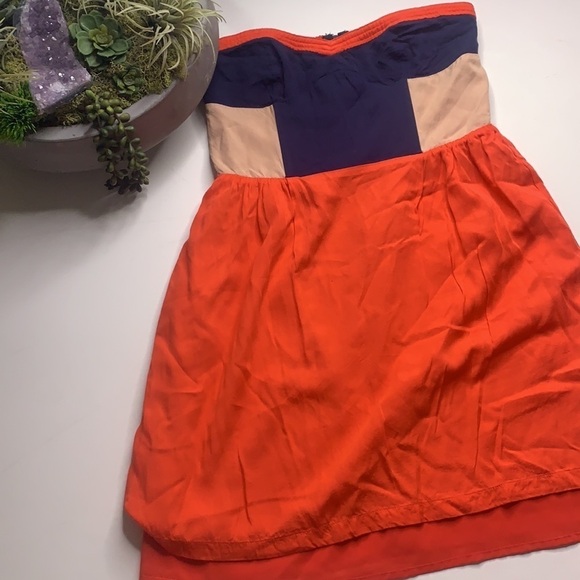 Sparkle & Fade Strapless Color block chic Mini Dress Small women’s spring - Picture 7 of 7